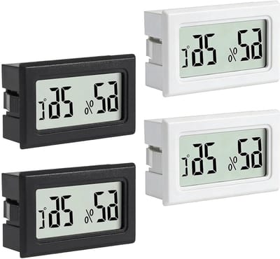 Thermohygrometer Binnen - Luchtvochtigheidsmeter Temperatuurmeter - Klimaat Bewaken - Nauwkeurige Sensortechnologie - 4 stuks - Zwart Wit