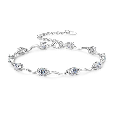 Lumici® Exclusive | Classic Station Armband – 3.00CT – 10x 0.30CT Moissanite – GRA Gecertificeerd – VVS1 D Kleur – S925 Witgoud Gerhodineerd – Luxe Minimal Statement – Voor Haar – Moederdag – Jubileum – Goud & Witgoud