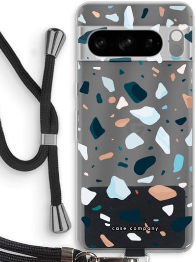 Case Company® - Hoesje met koord geschikt voor Google Pixel 8 Pro hoesje met Koord - Terrazzo N°13 - Telefoonhoesje met Zwart Koord - Bescherming aan alle Kanten en Over de Schermrand