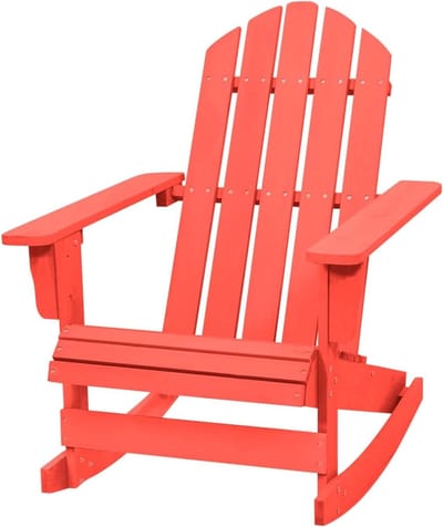 Houten Schommelstoel - Tuinstoel Buiten - Ontspannen Buiten - Ergonomisch Ontwerp - 49 cm Zithoogte - Rood