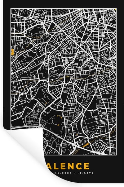 Muurstickers - Sticker Folie - Talence - Plattegrond – Kaart – Frankrijk – Stadskaart - 20x30 cm - Plakfolie - Muurstickers Kinderkamer - Zelfklevend Behang - Zelfklevend behangpapier - Stickerfolie
