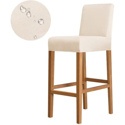 Housse de chaise pivotante de Club de couleur unie, tissu extensible de petite taille, housse de siège à dossier court, tabouret de bar, décoration de maison, non 100% étanche 1 piece white