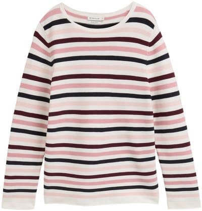 Tom Tailor - Gebreide trui van katoen - Maat XXL - rose ottoman knit