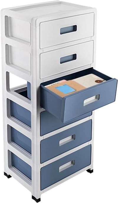 Rolcontainer met 6 Lades - Kunststof Opbergsysteem op Wieltjes voor Kantoor en Thuis
