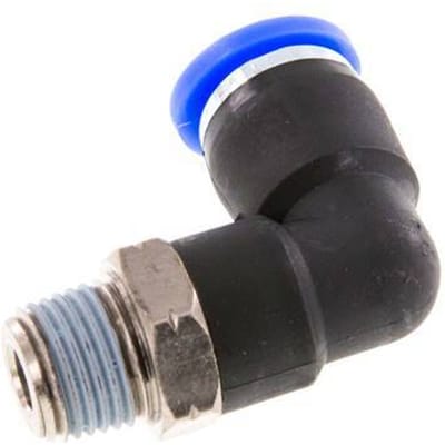 1/4'' x 1/8'' NPT 90 graden L-verbinding Messing/PBT Insteekfitting Buitendraad Draaibaar NBR [2 Stuks]