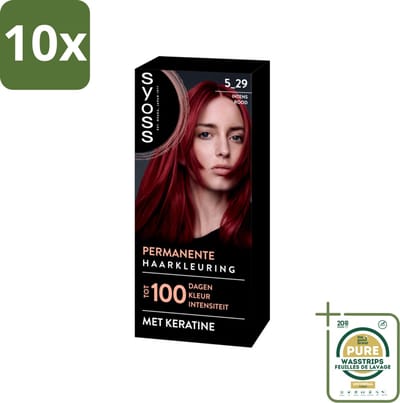 10 x SYOSS - Coloration 5-29 Intens Rood - Haarverf - Grijsdekking - Vermindert Haarbreuk - Grootverpakking - Haarverf - Grijsdekking - Permanente Haarkleuring - Keratine - Haarverf Grijsdekking