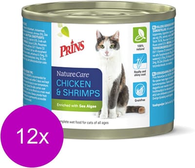 Prins Naturecare Cat 200 g - Kattenvoer - 12 x Kip&Garnaal
