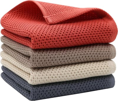 Keukendoek - Vaatdoek - Wafeldoek - Katoenen Schoonmaakdoek - ABSorberend en Sneldrogend - 33 x 33 cm - 4 Stuks