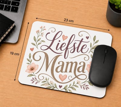 Muismat Liefste Mama – 23 × 19 cm – Moederdag Cadeau – Bureau Accessoire met Bloemen Design – Cadeau voor Moeder