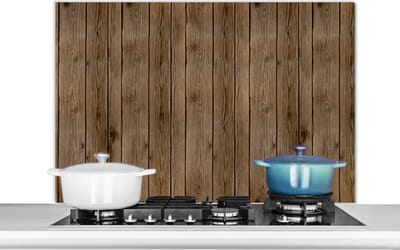 Spatscherm keuken 100x65 cm - Kookplaat achterwand Hout - Natuur - Patronen - Muurbeschermer - Spatwand fornuis - Hoogwaardig aluminium