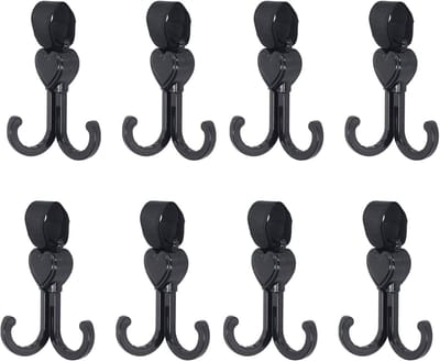 Kinderwagen Haken - Dubbele Haken - Handsfree Comfort - 360 Graden Rotatie - 8 Stuks - Zwart