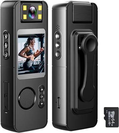 Draagbare Bodycam - Mini Camera - Veiligheid Opnemen - 180° Draaibare Lens - 13 x 9 x 4 cm - Zwart