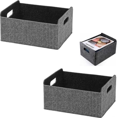 Haardhoutopslag - Houtopberging Vilten mand opslag 2 stuks opvouwbare organizer - kleine speelgoedmand - brandhoutmand - vilten box opbergdoos - handgrepen voor speelgoed kleding haardhout kranten