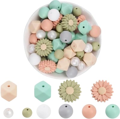 Ronde en hexagonale siliconen kralen in gemengde kleuren voor DIY sieraden, armbanden en sleutelhangers