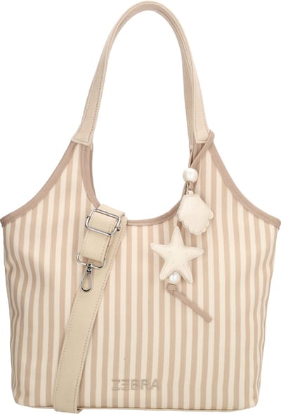 Zebra Trends Mira Shopper - Streeppatroon - Schoudertas - Handtas - Shopper - Bagcharm - Achterritsvak - Dames - Tote Bag - Dames Tas - Crème