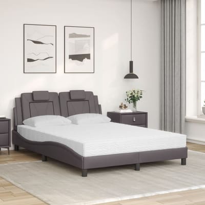 vidaXL - Bed - "Viana" - met - matras - kunstleer - grijs - 140x200 - cm