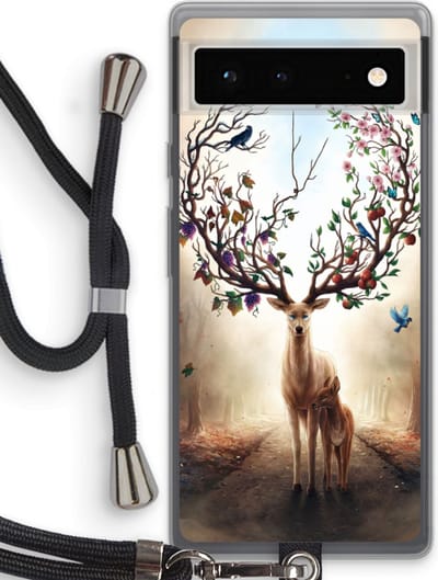 Case Company® - Hoesje met koord geschikt voor Google Pixel 6 hoesje met Koord - Seasons Change - Telefoonhoesje met Zwart Koord - Bescherming aan alle Kanten en Over de Schermrand
