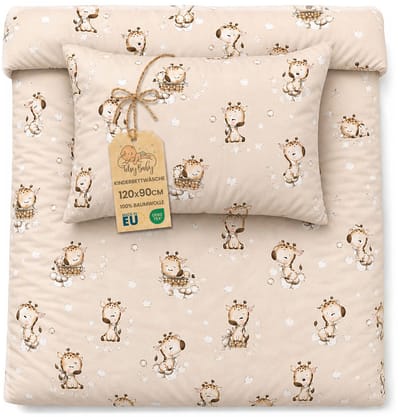 Dekbedovertrek voor ledikant baby 90x120 cm - Katoen dekbedhoes voor kind bed Set Dekbedzak 90 x 120 cm En Kussensloop 60 x 40 cm Oeko-Tex