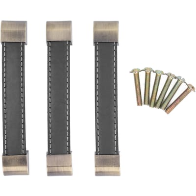 3 Stuks Kledingkastdeur Leer Handvat Antiek Lade Trekhandvat Bagage Wijnkist Handvat Zwart zwart