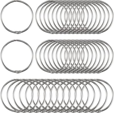 40 Stuks Eenvoudig Te Openen en Sluiten, Metalen Ringen, Geschikt voor Gordijnen, Journal en Indexkaarten, Binnen Diameter 50 mm, Zilverkleurig