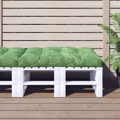 Palletkussen stof - Vloerkussen terras - Buiten zitten - Bladmotief - 120 x 80 cm - Groen