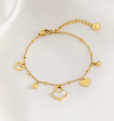 Bedelarmbandje met Hartjes