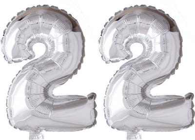 Folieballon 22 jaar Zilver 66cm