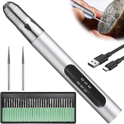 Elektrische graveerpen - Graveergereedschap set - Sieraden graveren - Instelbare snelheden - 30 Delig - Zilver