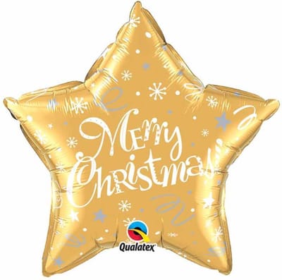 folieballon - merry christmas goudkleurige ster - 51cm leeg