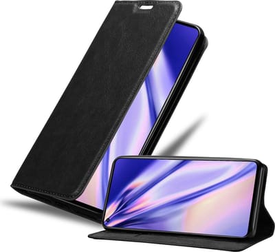 Cadorabo Hoesje geschikt voor Realme GT 2 / GT Neo 2 in ZWARTE NACHT - Beschermhoes met magnetische sluiting, standfunctie en kaartvakje Book Case Cover Etui