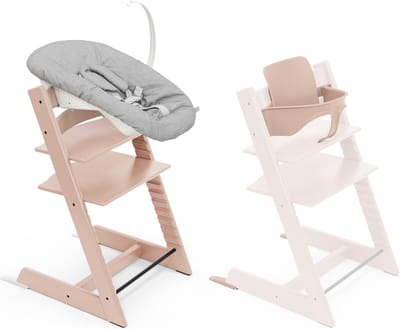 Stokke Tripp Trapp-kinderstoel, sereen roze (inclusief stoel en babyset2) met newbornset - veilig, verstelbaar, ergonomisch ontwerp