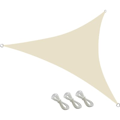 UV-bestendige zonwering 10 FT driehoekige zeilluifel tuinplantenschuilplaats ademende kashoes Type 1 beige