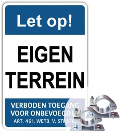 Eigen Terrein - Verboden toegang - Weerbestendig Aluminium - 40x60 cm - Bevestiging: Met paalbeugels Ø48mm