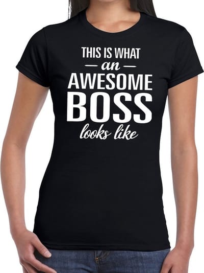 Awesome Boss tekst t-shirt zwart dames - dames fun tekst shirt zwart XS