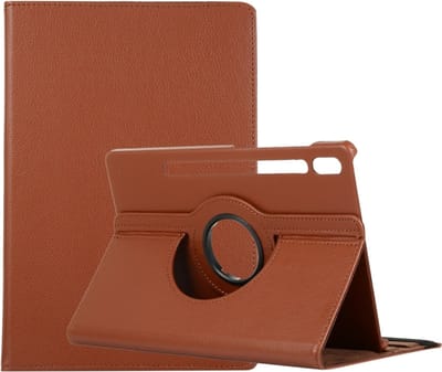 Draaibaar Hoesje - Rotation Tabletcase - Multi stand Case Geschikt voor: Samsung Galaxy Tab S8 Plus 2022 / S7+/ S7 Plus / Tab S7 FE 5G 12.4 inch 2020 - bruin