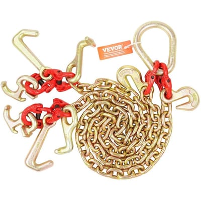 Chaîne de remorquage G80 V-Chain 5/16  x 3' Élingue à maillons RTJ & Crochets à manille Wrecker 10800 lbs