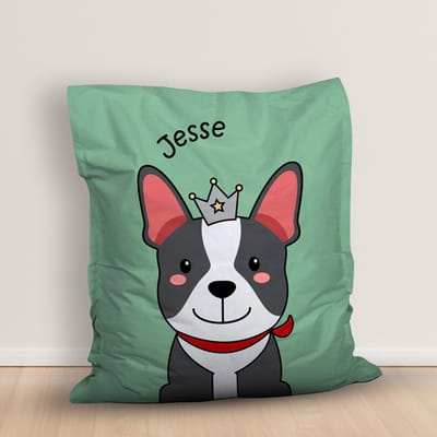 Zitzak - Kinderkamer - Babykamer- Gepersonaliseerde Zitzak - Illustratie vrolijke hond - Zitzak met naam - binnen en buiten - 100x 140 cm - Zolief