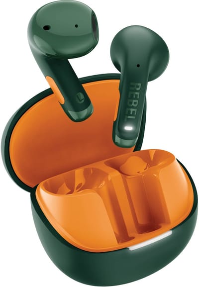 Fresh 'n Rebel Twins Core 2 - Draadloze oordopjes - Bluetooth oortjes met 40 uur speeltijd - Met Microfoon en App - Velvet Green & Flamy Orange