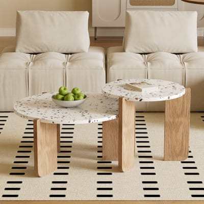 Salontafel set 2 stuks, Modern bijzettafel voor woonkamer en balkon, Flexibel, praktisch en stijlvol (70×70×35 , 50×50×45,5 cm)