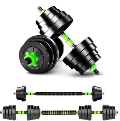 Verstelbare Dumbbell Set tot 40kg – Professionele 2-in-1 Halterset met gewichten- 2x20kg – Krachttraining – Fitness Halterstang – Dumbells - Viper Sports - Groen