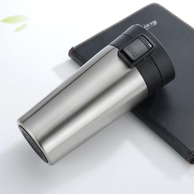 Roestvrijstalen Koffiekop Zakelijk Bounce Deksel 500ML Handige Autobeker Kantoor Cadeau Kopjes. 500ML grijs