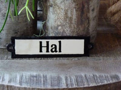 Emaille deurbordje recht 'Hal'