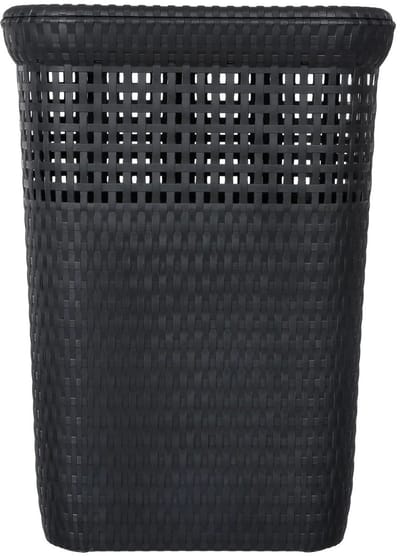 5Five Wasmand met deksel Rotan - antraciet - gevlochten kunststof - 60 liter - 42 x 33 x 57 cm