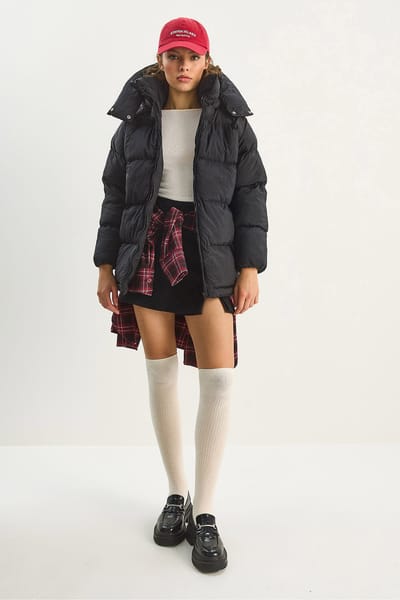 Oversized Gewatteerde Jas met Capuchon