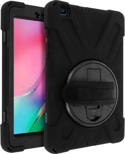 Avizar Hoesje Geschikt voor Galaxy Tab A 8.0 2019 Hybride met Draaibare Handgreep en Standfunctie, Zwart