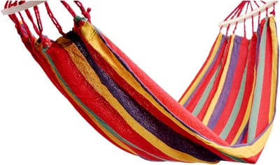 Kampeerhangmat - Reishangmat Opvouwbaar - Buiten Ontspannen - Houten Spreidstokken - 190x80cm - Rood