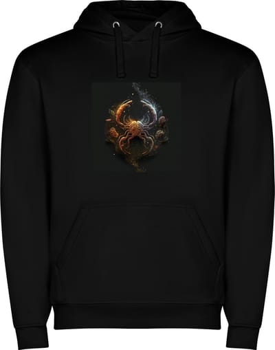 Zwarte unisex hoodie met “ Kleurrijke Sterrenbeeld Kreeft – Astrologie – Horoscoop – Zodiac Signs “ Print Full Color Color merk Roly maat S