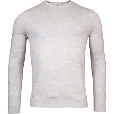 Thomas Maine Trui Ronde Hals Single Knit Merino Wool Licht Grijs / male