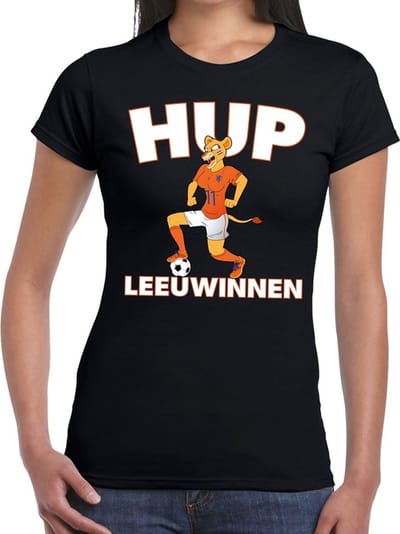 Nederland supporter t-shirt dameselftal Hup Leeuwinnen zwart dames - landen kleding S