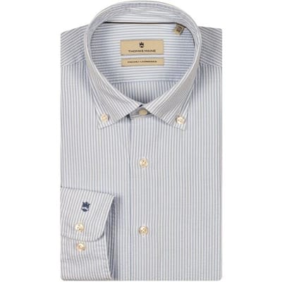 Thomas Maine Overhemd Seersucker Stripe Torino Button-Down Licht Blauw / male
